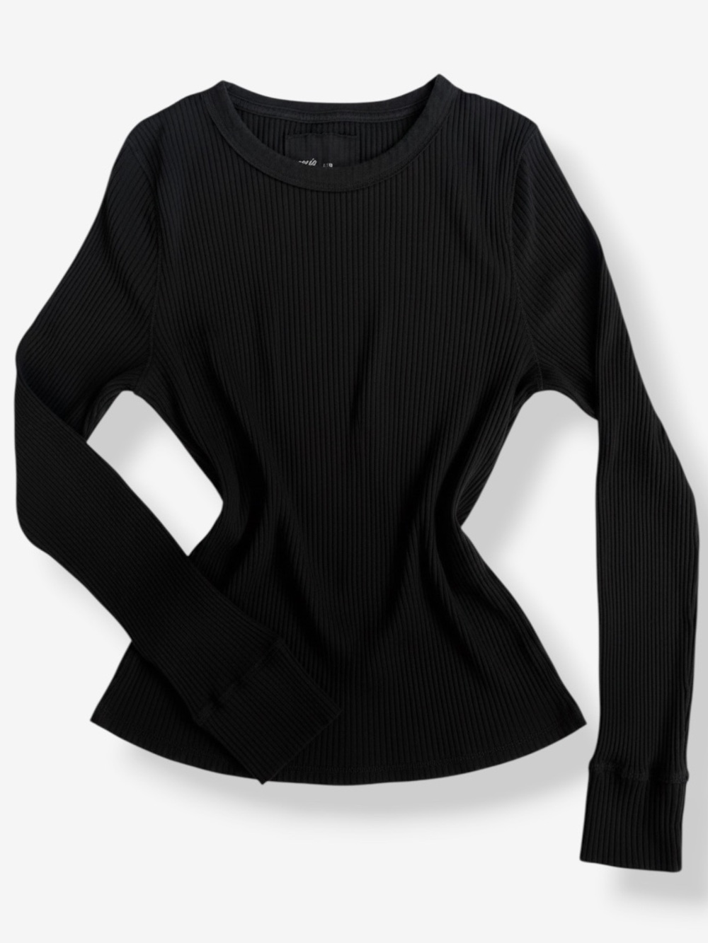 Aerie Fireside Ribbed Long Sleeve Layering Tee Black XL